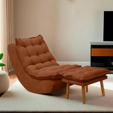 Imagem de Poltrona Decorativa Melissa Balanço Estofada E Puff Bouclê - SOFA STOR