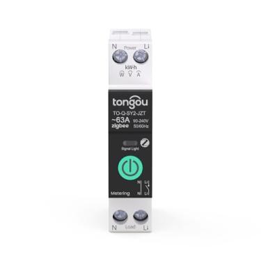 Imagem de TONGOU Interruptor inteligente ZigBee 1P+N, proteção contra sobrecorrente, funciona com Alexa e Google Assistant para controle de voz, monitor de energia, controle remoto Smart Life/Tuya e ajustável 1