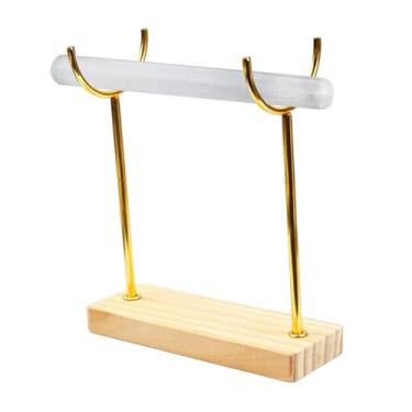 Imagem de LCSVCCXA Suporte de Exibição de Joias de Selenita com Base de Madeira para Pulseiras, Casa, Loja de Varejo, S