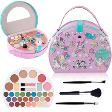 Imagem de Hot Sugar Kit de maquiagem infantil, kit de maquiagem para meninas, 4-6, 7-8, 10-12, presente de unicórnio para meninas, aniversário, Natal (rosa)