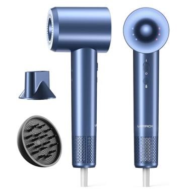 Imagem de LAMPICK Secador de cabelo, secador iônico leve de alta velocidade de 150.000 RPM para secagem rápida, cuidado de 500 milhões de íons negativos e secador de cabelo com controle de calor com difusor