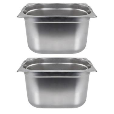 Imagem de Kit Duas Cubas Gastronomica Padrão Gn 1/2 200mm Inox com Alça Weck