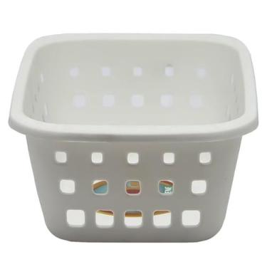 Imagem de Kit com 2 cestos plásticos branco para utensílios domésticos/ cosmétic