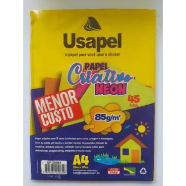 Imagem de Bloco A4 85g Usapel criativo neon 5 cores com 45 folhas