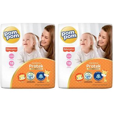 Imagem de Fralda Pompom Derma Protek Fisher-Price - Tam XXG (14 a 18KG) - Kit co