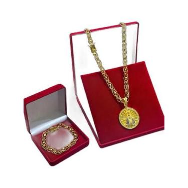 Imagem de Kit Matrix 10Mm + Pingente Santa Raiada Banhado A Ouro 18K - Tojoia18K