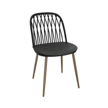 Imagem de Cadeira De Jantar Ariane Pp Preta Base Aço Adesivado Rivatti