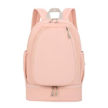 Imagem de Fenteer Bolsa de tênis com compartimento para sapatos, mochila para laptop, bolsa para armazenamento de equipamentos, mochila de ginástica, bolso lateral para, Rosa