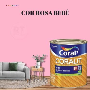Imagem de Esmalte Sintético Base Água Coral Coralit 800ml Brilhante Cor Rosa par