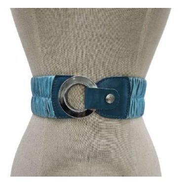 Imagem de Cinto feminino elástico com couro vestido GR705 - Barão Do Couro, Azul