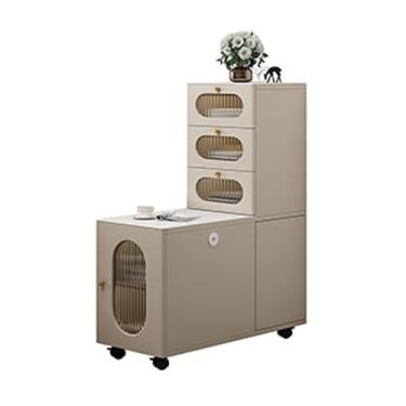 Imagem de Sofá mesa lateral sofá mesa lateral armário lateral sofá sala de estar prateleiras de laje de pedra leve luxo mesa de centro móvel sofá armário lateral criativo armário lateral (cáqui, 90 x 50 x 120