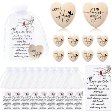 Imagem de Funeral Favors Fumete 75 conjuntos Pocket Hug Wooden Heart Token