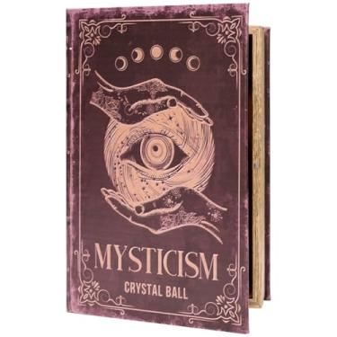 Imagem de Microkize Caixa de livro decorativa com design em relevo, caixa de armazenamento de livros falsos, cofre secreto para joias, objetos de valor, decoração de casa vintage, caixa de tamanho grande