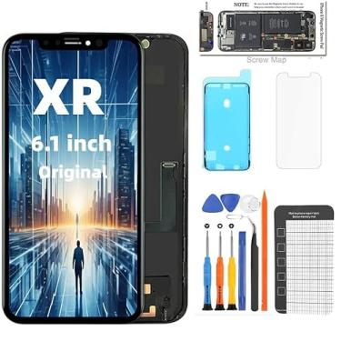 Imagem de ANLIU DNS Tela de substituição para iPhone XR de 6,1 polegadas, tela LCD sensível ao toque digitalizadora com ferramentas de reparo, compatível com os modelos A1984, A2105, A2106, A2108