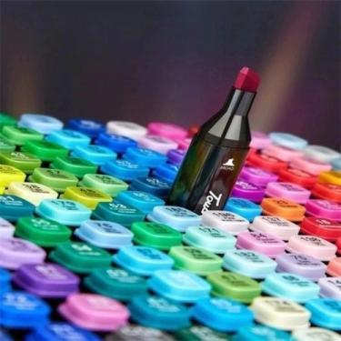 Imagem de Kit Estojo Canetinhas Ponta Dupla Marcador Permanente Ponta Dupla Touc