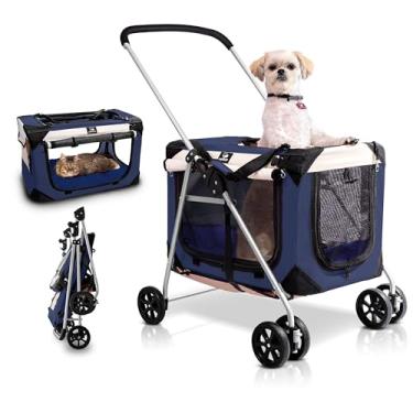 Imagem de Pet Stroller and Carrier - Premium Cat & Dog Stroller with Detachable Wheels - Cat Stroller for Medium to Large Sized Pets with Carrier Locking Zippers, Shoulder Straps & Seat Belt Lock