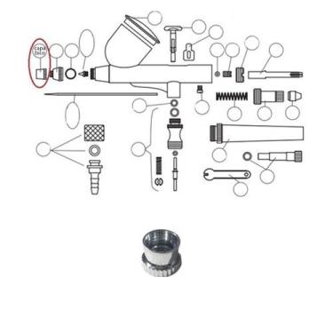Imagem de Capa A de Bico / Agulha para Aerógrafos ON57 Onetools