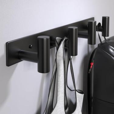 Imagem de VINHOLD Suporte para toalha, gancho para casaco com 4 ganchos de metal resistentes, cabideiro de parede para pendurar toalhas, roupões de banho, chapéus, casacos, fantasias de natação, bolsas, chaves