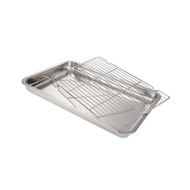 Imagem de ＫＬＫＣＭＳ Assadeira e grelha para forno, recipiente multiuso para alimentos, utensílios de cozinha, escorredor para fritar, churrasco, cozinhar em casa, 27x20 Cm