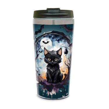 Imagem de Copo Térmico Gato Felino Lua Cheia 450 Ml Inox - Belley