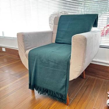 Imagem de Manta para Sofá e Cama, 240 x 180 cm, 100% Algodão, Protetor Gigante (Verde Floresta)