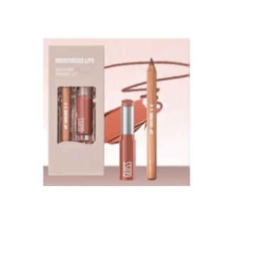 Imagem de Melemando Conjunto de 2 peças de delineador labial e batom, 2 em 2 delineadores labiais à prova d'água, conjunto de batom de longa duração, lápis lipliner fosco e kits de maquiagem de brilho labial