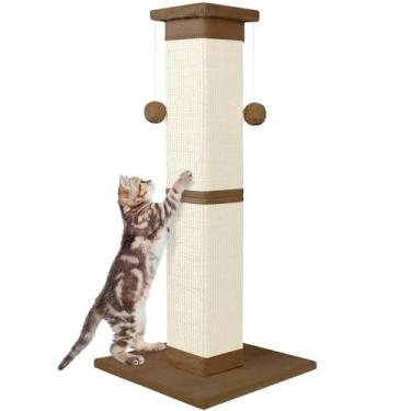 Imagem de SOCATER Poste arranhador para gatos de sisal natural de 83 cm para gatos internos, arranhador para gatos grandes, protege seus móveis, marrom para todas as raças
