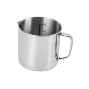 Imagem de IEUDNS Copo medidor de aço inoxidável para espumar leite, jarra reutilizável de 500 ml para café, espumador, copo para arte com latte para café faça