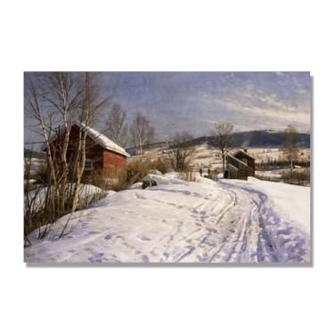 Imagem de Pinturas a óleo famosas, (paisagem 06) por Peder Mork Monsted, reprodução impressa em tela, arte de cenário para decoração de sala de estar. Tela somente 40 x 60 cm - 15,8 x 23,7 pol