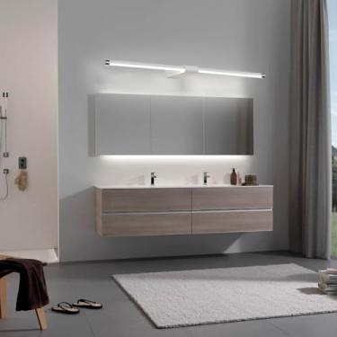 Imagem de GZZBMY Luz de espelho LED Arandelas de parede de banheiro Arandela moderna de metal impermeável Iluminação de imagem acrílica Iluminação de parede para sala de estar quarto penteadeira (luz branca