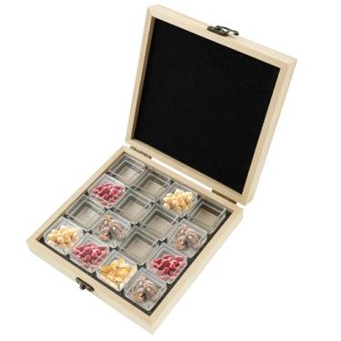 Imagem de Zuxmvot Caixa organizadora de armazenamento de sementes, recipientes de madeira com 16 compartimentos para sementes de jardim com tampa e travas de segurança para jardim de plantas de flores