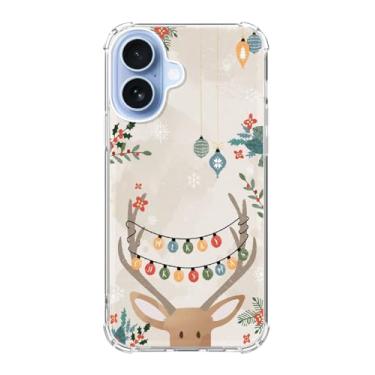 Imagem de Capa de telefone de rena de Natal para iPhone 17, linda capa de rena do Papai Noel de Natal para meninas, meninos e mulheres, capa protetora de TPU moderna exclusiva