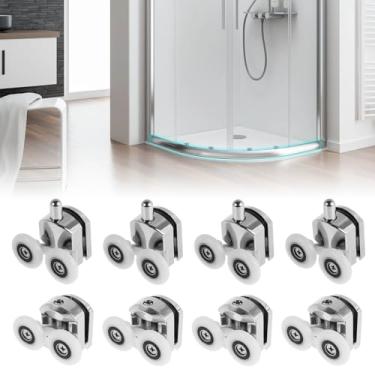 Imagem de LYIYEYAN Rolos de porta de chuveiro de 25 mm de liga de alumínio, fácil de instalar e manter, bloco anticolisão para segurança e proteção, 8 unidades