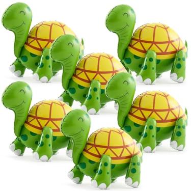 Imagem de Charnoel 6 Pcs Walking Turtle Balloons Realistic Inflatable Jungle Safari Animals Tortoise Balloons for Kids Wild Zoo Party Baby Shower Birthday Decor Supplies