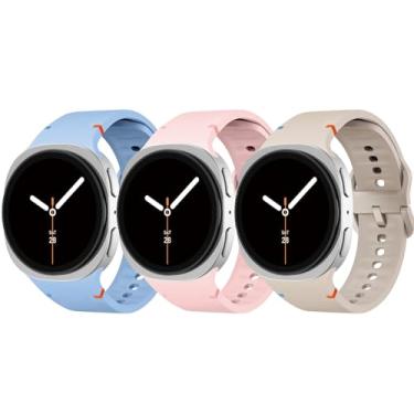 Imagem de YuiYuKa Pulseiras esportivas compatíveis com Samsung Galaxy Watch 8 de 40 mm e 44 mm/8 Classic de 46 mm, pacote com 3 pulseiras de silicone macio sem lacunas para Galaxy Watch 8 Classic de 46 mm para