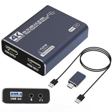 Imagem de Placa de Captura de Vídeo Hdmi 4K Usb 3.0,1080p 60 HZ com Áudio para Celular para Streaming Gravação Transmissão Captura de Audio Hdmi, Aplicável a Toda a Plataforma, Jogos de Vídeode