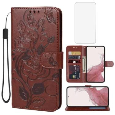 Imagem de Vavies Capa para Galaxy S23 Plus, capa carteira para Samsung S23+ SM-S916U com protetor de tela de vidro temperado, capa de telefone flip de couro floral com suporte para cartão de crédito para