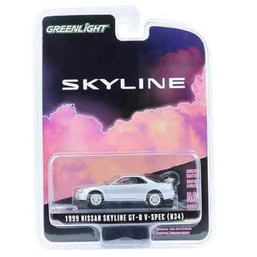 Imagem de Greenlight Collectibles 28160-E Anniversary Collection Series 17 1:64 Scale Diecast Model- 1999 Nissan Skyline V-Spec (R34) - Sonic Silver - 25th Anniversary