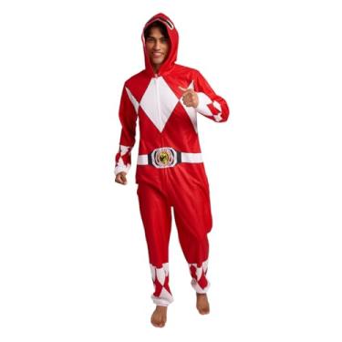 Imagem de Bioworld Power Rangers Red Ranger Adulto Manga Longa com Capuz Cosplay Macacão União Terno 2GG