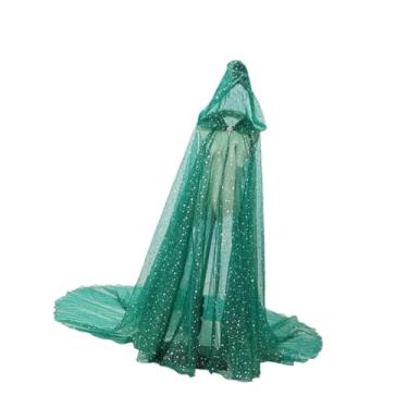 Imagem de Colaxi Capa com capuz brilhante feminina traje gótico para baile de máscaras de carnaval, Verde 50cm