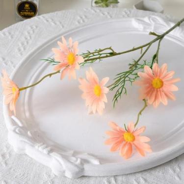 Imagem de Buquê de flores artificiais de crisântemo selvagem, pequena margarida artificial, planta verde, flor de seda, decoração de casamento, decoração de casa (9)