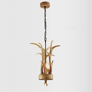 Imagem de Luminária pendente rústica de chifre de veado, lustre de teto com 3 luzes, luminária suspensa de fazenda, luminária pendente de chifre de veado E14, lâmpadas suspensas para entrada, loft, re