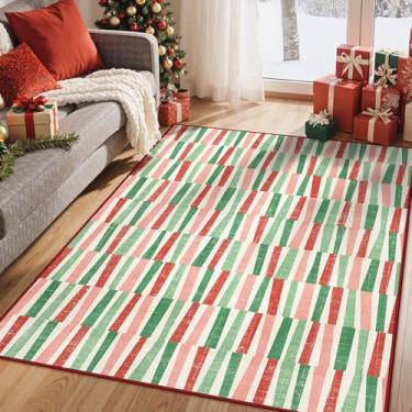 Imagem de Tapete de Natal 13 x 18 cm, lavável na máquina, antiderrapante, tapete de pilha baixa para decoração de férias, tapetes geométricos para sala de estar, quarto, sala de jantar, estampa de Natal