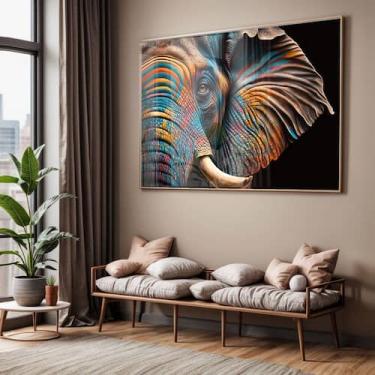 Imagem de Quadro com Moldura e Acrilico Cristal Vidro Sala Quarto Elefante India