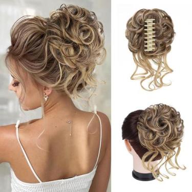 Imagem de Peruca para coque de cabelo Foaoit Large Messy Bun marrom claro mix lo