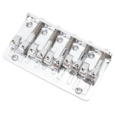 Imagem de Domary Ponte de Baixo de 5 Cordas Sela Ajustável Liga de Zinco Ponte de Guitarra Elétrica retrô para Atualização de Baixo (Prata)