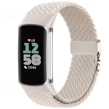 Imagem de Issinlky Pulseira trançada de nylon compatível com Fitbit Charge 6/5, pulseira elástica para Fitbit Charge 5/6 feminino e masculino