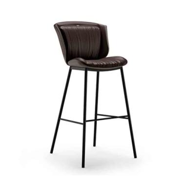 Imagem de Banqueta alta de ferro leve de luxo para cadeira de bar cafe bar moderno simples bancos frontais (marrom)