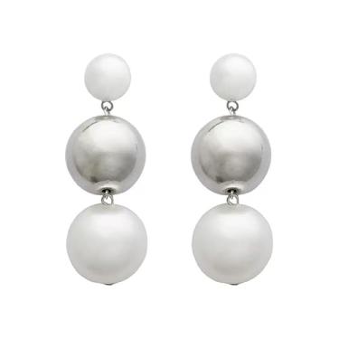 Imagem de Brinco Perola Barroca Noiva Grande Bola Prata Casamento Festa Elegante Vintage-Brincos de Pérolas Pendente Trio Bolas Redonda Moderno Luxo-Presente Feminino Madrinha Formatura Filha Amiga Esposa Mãe Amor