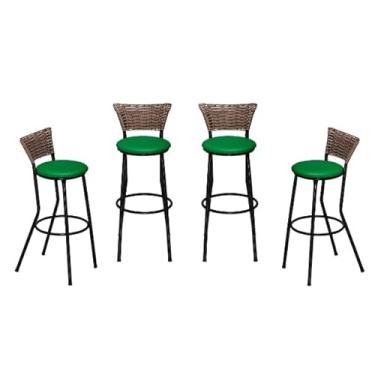Imagem de Banquetas Alta, Kit 4 Banco Banqueta Banco Alto Cozinha Americana Bancada Churrasco Balcão(Verde,Cappuccino)